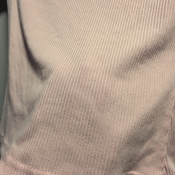 Pink Ribbed Lace Trim Ruched Front Top - Picture 6 of 7